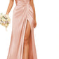 A Line/Princess V Neck Sleeveless Floor-Length Bridesmaid Dresses With Split Sexy