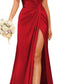 A Line/Princess V Neck Sleeveless Floor-Length Bridesmaid Dresses With Split Sexy