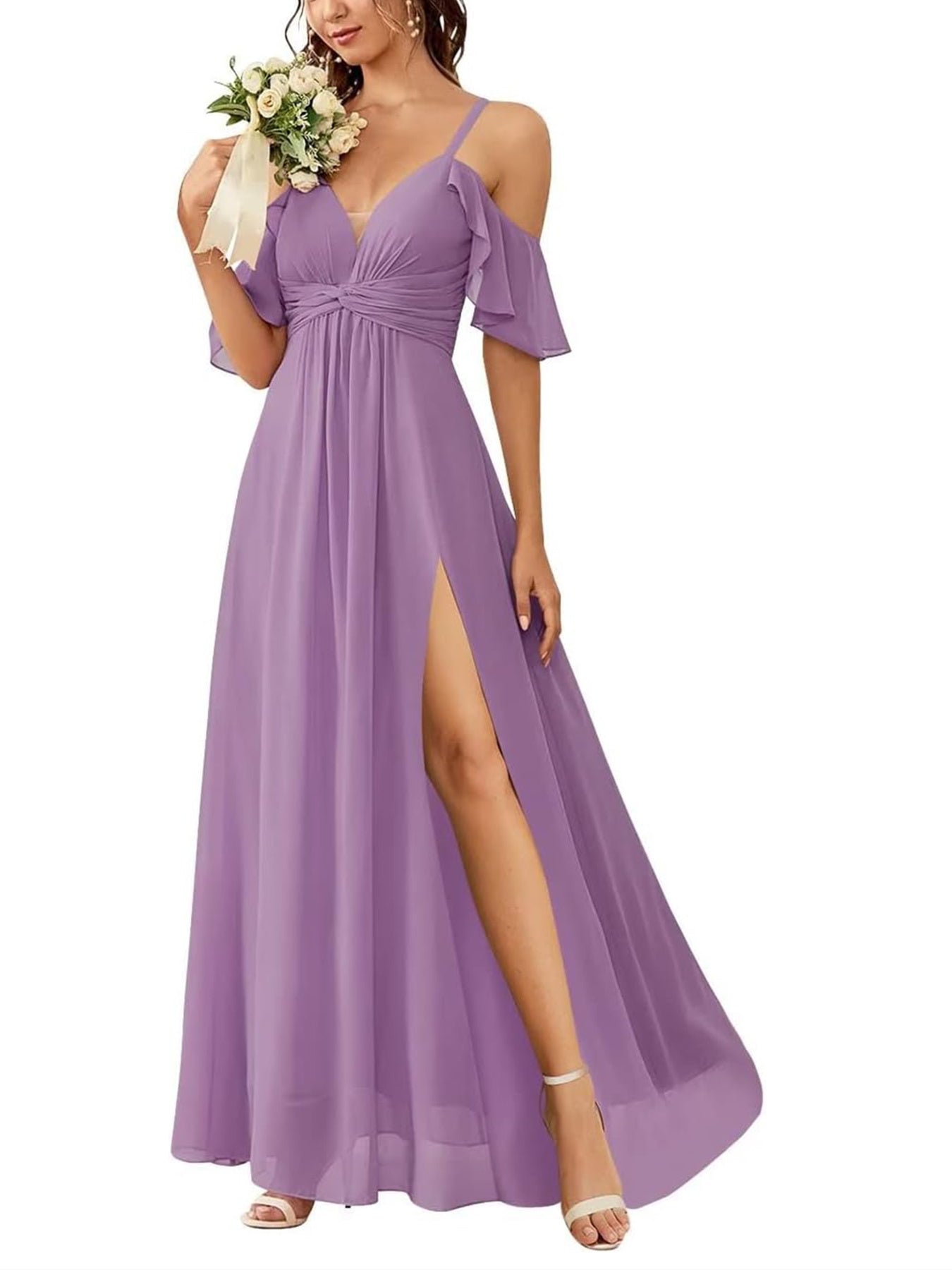 A Line/Princess Off-The-Shoulder Floor-Length Bridesmaid Dresses With Pockets Sexy