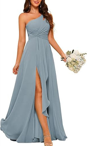 A-Line/Princess One-Shoulder Sleeveless Floor-Length Bridesmaid Dress With Split Side Sexy