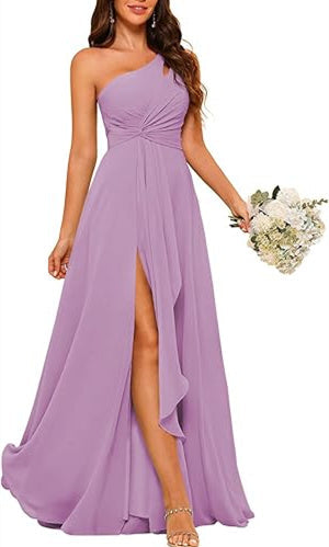 A-Line/Princess One-Shoulder Sleeveless Floor-Length Bridesmaid Dress With Split Side Sexy