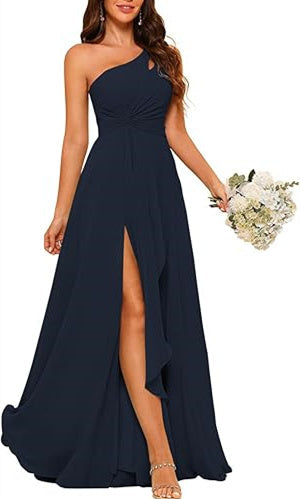 A-Line/Princess One-Shoulder Sleeveless Floor-Length Bridesmaid Dress With Split Side Sexy