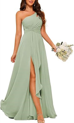 A-Line/Princess One-Shoulder Sleeveless Floor-Length Bridesmaid Dress With Split Side Sexy