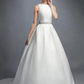 Ball Gown Wedding Dresses Bateau Neck Court Train Lace Satin Regular Straps Formal Backless with Lace Sash Ribbon