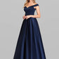 A-Line Evening Gown Elegant & Luxurious Dress Wedding Guest Floor Length Sleeveless Plunging Neck Charmeuse