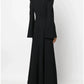 A-Line Evening Gown Elegant Dress Formal Asymmetrical Black Dress Long Sleeve V Neck Stretch Fabric