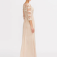 Mother of the Bride Dress Elegant See Through V Neck Floor Length Chiffon Sheer Lace Half Sleeve