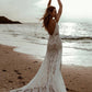 Beach Vintage Open Back Wedding Dresses Mermaid / Trumpet Camisole V Neck Sleeveless Sweep / Brush Train Chiffon Bridal Gowns