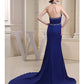 Mermaid / Trumpet Evening Gown Sparkle Dress Engagement Chapel Train Sleeveless Halter Chiffon