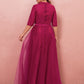 A-Line Chinese Style Plus Size Engagement Formal Evening Dress High Neck Half Sleeve Floor Length Lace