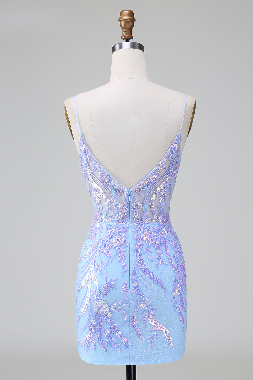 Sparkly Bodycon Spaghetti Straps Corset Short Homecoming Dress with Sequins Beautiful