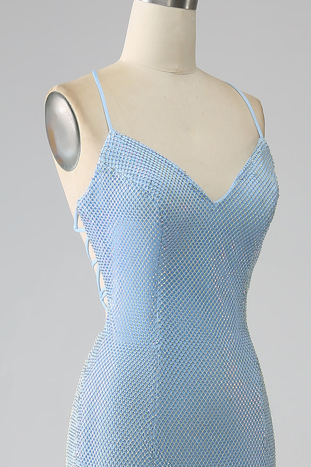 Charming Blue Mermaid Long Beaded Prom Dress with Slit Sexy Evening Party Dresses