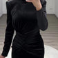 Sheath / Column Evening Gown Elegant Dress Formal Cocktail Party Floor Length Long Sleeve High Neck Velvet