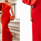 Sheath / Column Evening Gown Elegant Dress Formal Ankle Length Black Dress Short Sleeve One Shoulder Satin Party Dress