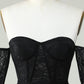 Off The Shoulder A Line Black Corset Homecoming Dress With Lace Long Sleeves Sexy