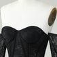 Off The Shoulder A Line Black Corset Homecoming Dress With Lace Long Sleeves Sexy
