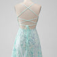 Mint A Line Sequins Short Homecoming Dress with Lace-up Back Sparkly 