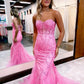 Mermaid Strapless Back Prom Dress With Appliques Off Shoulder Sexy