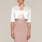 V Neck Short Sleeve Knee-Length Chiffon Mother of the Bride Dress With Jacket Appliqued