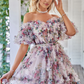 Off the Shoulder A Line Printed Cute Homecoming Dress Beautiful Short Sexy