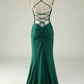 Mermaid Deep V-Neck Long Prom Dress Pure Color