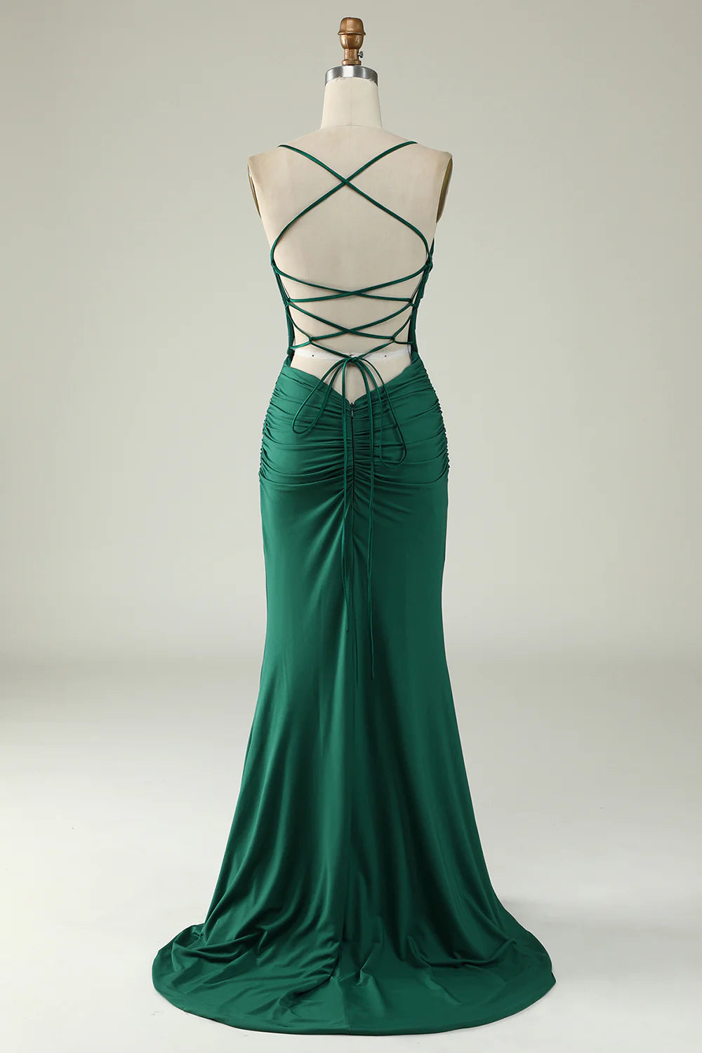 Mermaid Deep V-Neck Long Prom Dress Pure Color