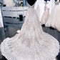 A-Line Spaghetti Straps Train Wedding Dress With Appliques V-neck Sexy