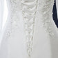 White Beaded Embroidered Round Neck Long Sleeve Wedding Dress Beautiful