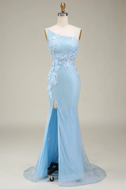 Mermaid Long Prom Dress with Appliques Pure Color