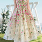 A-Line/Princess Off Shoulder Long Formal Prom Floral Dresses With Flowers