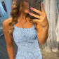 Sheath Spaghetti Straps Lace Homecoming Dress Sexy