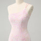 Sparkly Bodycon One Shoulder Sequins Homecoming Dress with Embroidery Beautiful