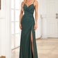 Mermaid Spaghetti Straps Dark Green Long Prom Dress with Beading Sexy Evening Dresses