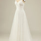 A Line Spaghetti Straps Tulle Party Dress Long Wedding Dress