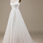 Ball-Gown/Princess Simple Organza Scoop Neck Sweep Train Wedding Dress Long