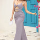 Mermaid Spaghetti Straps Grey Blue Long Prom Dress with Keyhole Sexy
