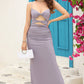 Mermaid Spaghetti Straps Grey Blue Long Prom Dress with Keyhole Sexy