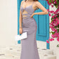 Mermaid Spaghetti Straps Grey Blue Long Prom Dress with Keyhole Sexy
