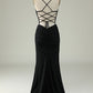 Mermaid Spaghetti Straps Grey Blue Long Prom Dress with Keyhole Sexy