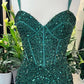 Mermaid Long Prom Dress with Slit Pure Color Sparkly 