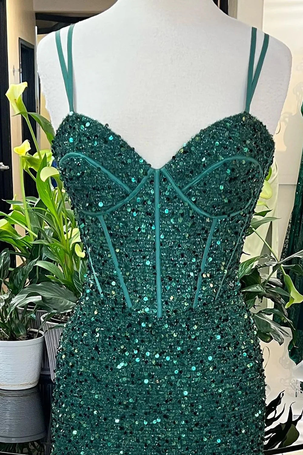 Mermaid Long Prom Dress with Slit Pure Color Sparkly 