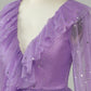 Long Sleeves Purple Sparkly Homecoming Dress With Stars Sequins V-neck