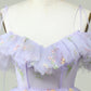 Off The Shoulder Lavender Embroidery Homecoming Dress With Ruffles Short