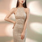 Mermaid / Trumpet Evening Gown Sparkle Dress Party Wear Floor Length Sleeveless Halter Sequined with Beading