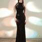 Mermaid / Trumpet Evening Gown Sparkle Dress Party Wear Floor Length Sleeveless Halter Sequined with Beading