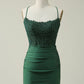 Sheath Spaghetti Straps Short Homecoming Dress with Appliques Sexy
