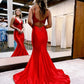 Mermaid Straps Neck Back Long Prom Dress Sexy