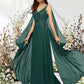 A-Line Empire Elegant Engagement Formal Evening Dress V Neck Sleeveless Floor Length Chiffon