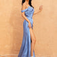 Mermaid / Trumpet Evening Gown Sparkle & Shine Dress Engagement Floor Length Short Sleeve V Neck Satin