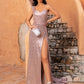 Mermaid / Trumpet Prom Dresses Sexy Dress Wedding Party Sweep / Brush Train Sleeveless One Shoulder Satin